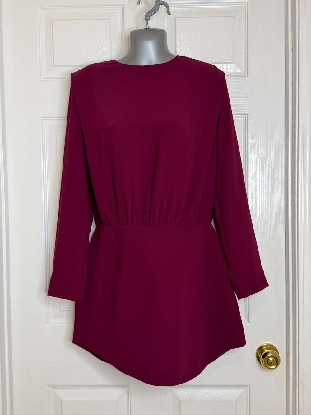 Amanda Uprichard Maroon/Merlot/Burgundy Long Sleeve Mini Dress Large Made in USA